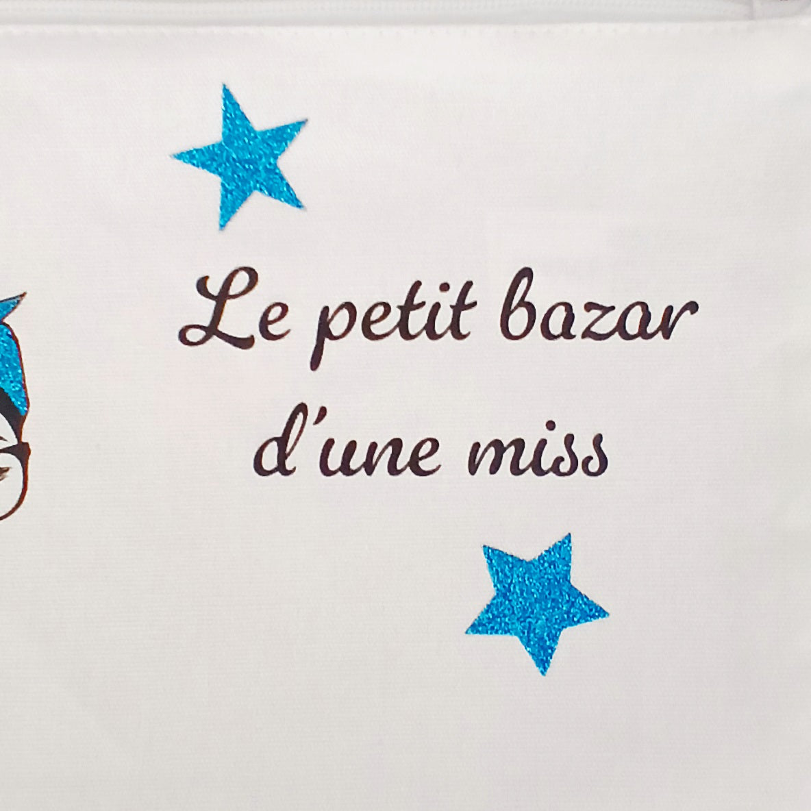Trousse "Le petit bazar d'une miss" turquoise