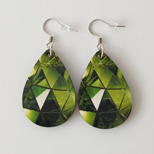 Boucle d'oreilles larme"Diamant vert"