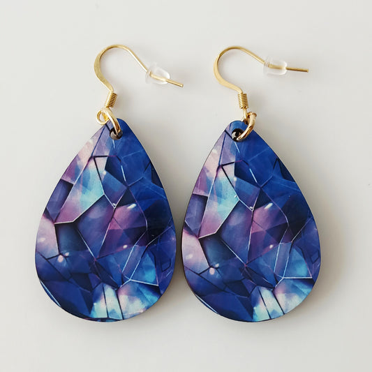 Boucle d'oreilles larme "Diamant mauve"