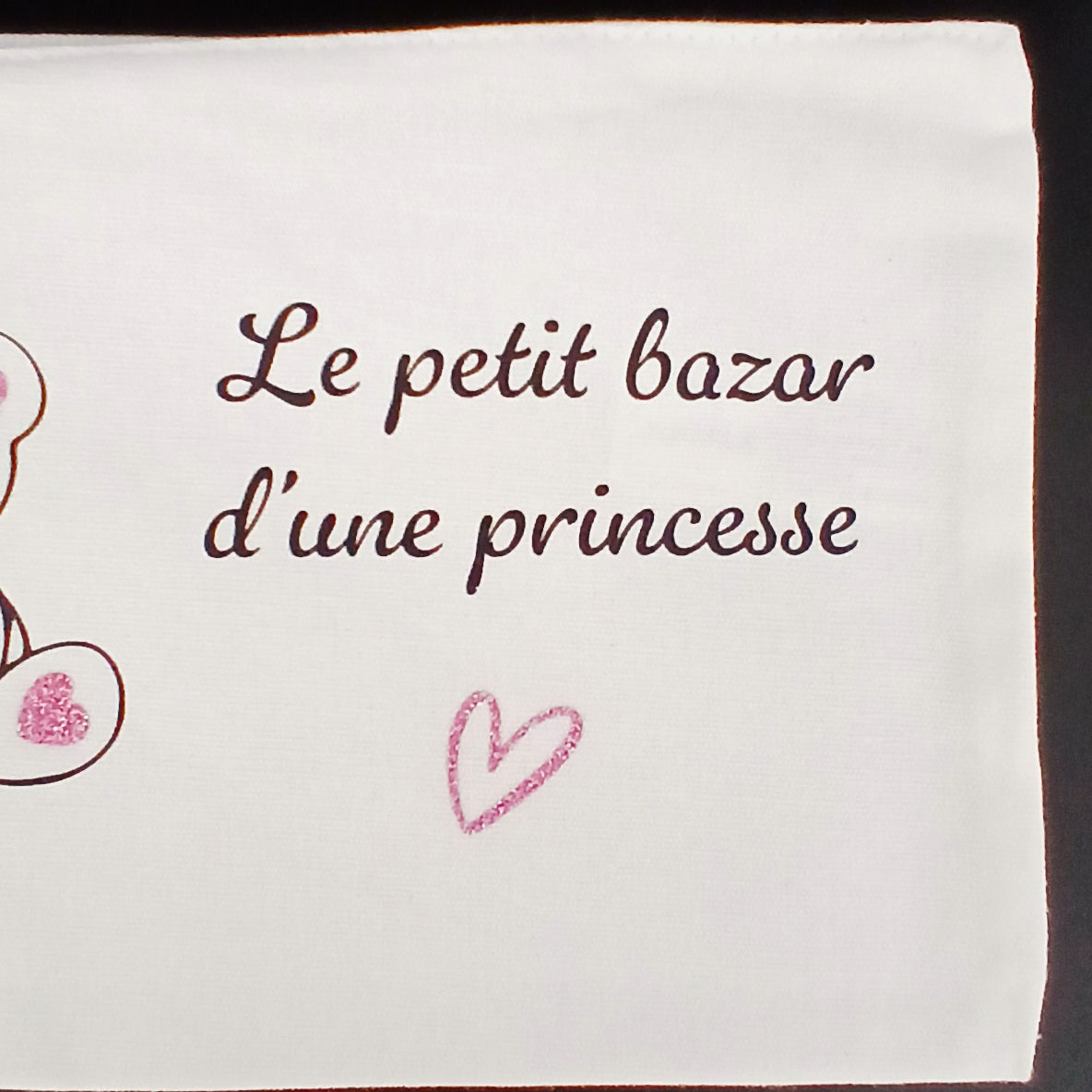 Trousse sublimée "le petit bazar d'une princesse " avec Ourson.