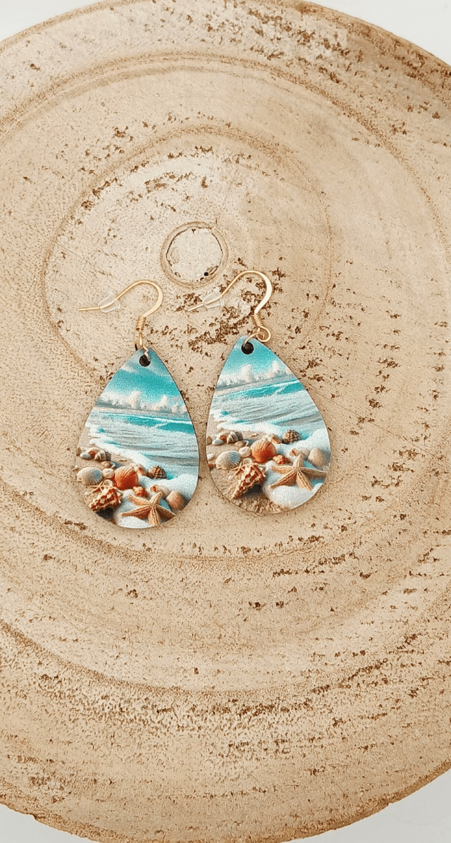 Boucle d'oreilles larme sublimée coquillages