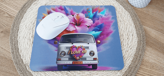 Tapis de souris "Van avec fond mauve"  