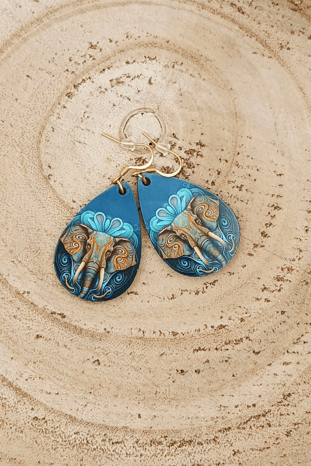 Boucle d'oreilles larme sublimée éléphant 