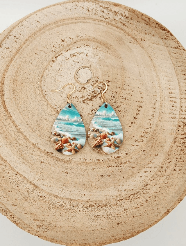 Boucle d'oreilles larme sublimée coquillages