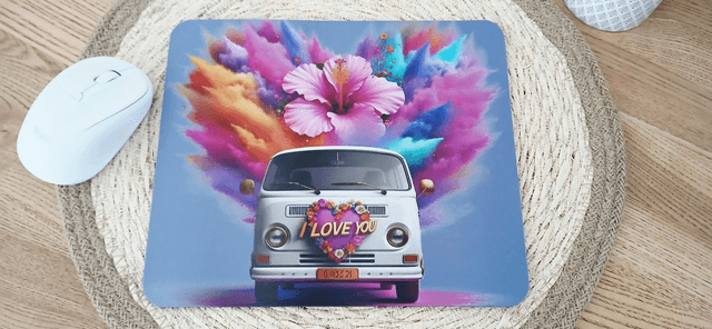 Tapis de souris "Van avec fond mauve"  
