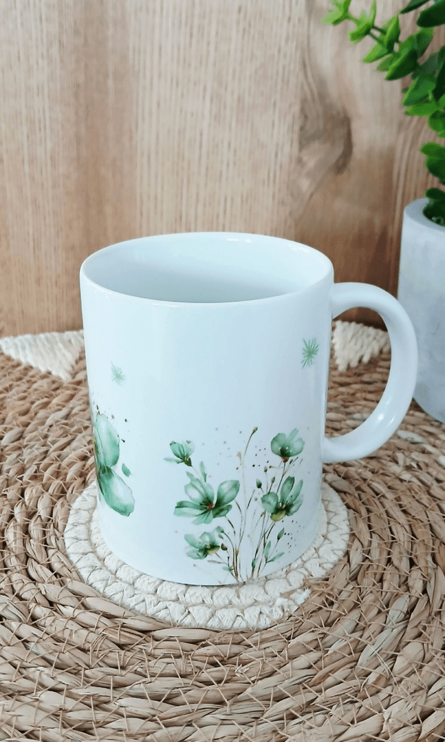 Tasse sublimée "fleur verte émeraude"