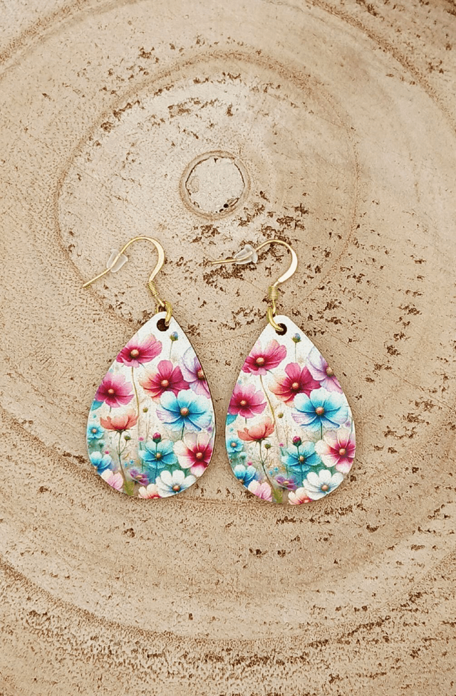 Boucle d'oreilles larme sublimée fleurs