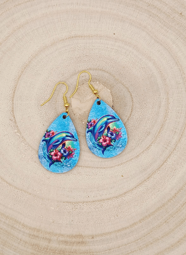 Boucle d'oreilles larme sublimée "Dauphin"