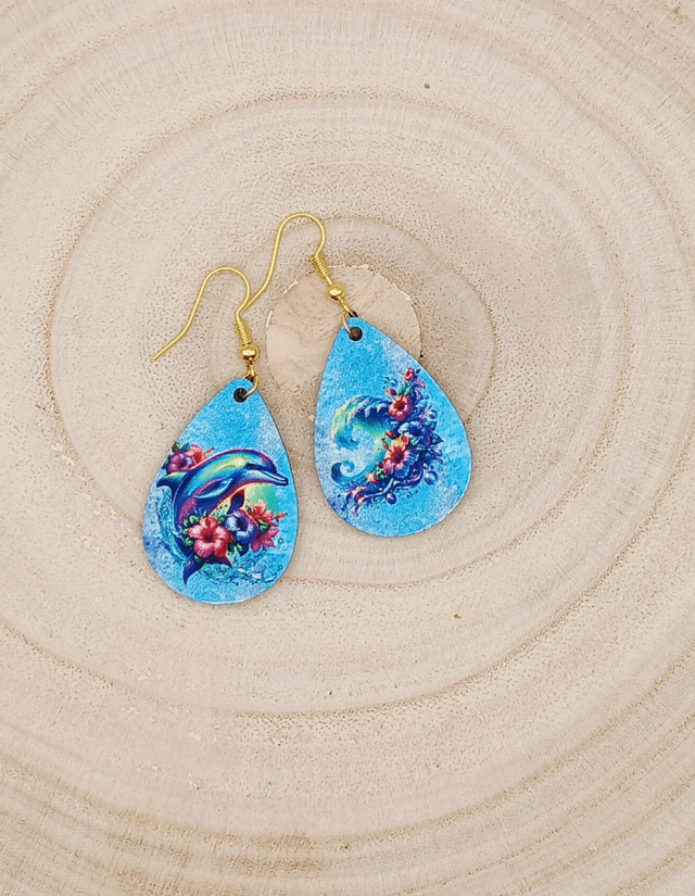 Boucle d'oreilles larme sublimée "Dauphin"