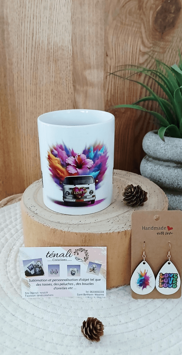 Box S : Tasse + Boucle d&#039;oreilles &quot;Van&quot; 