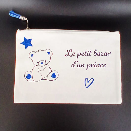 Trousse sublimée "le petit bazar d'un prince " avec Ourson.