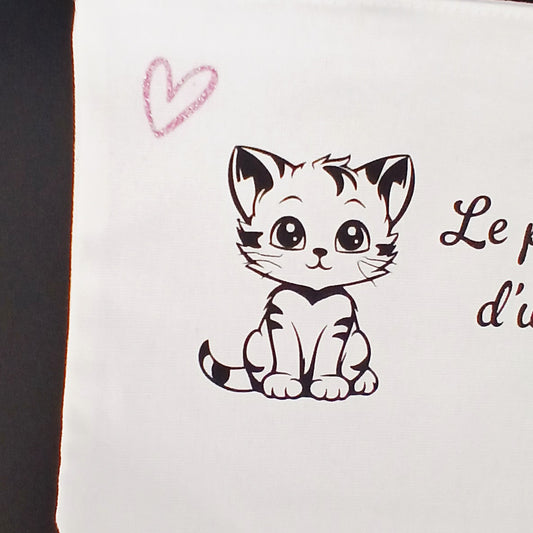 Trousse sublimée "le petit bazar d'une miss" avec chaton.rose