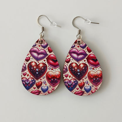Boucle d'oreilles  larme"Bouche et cœur"