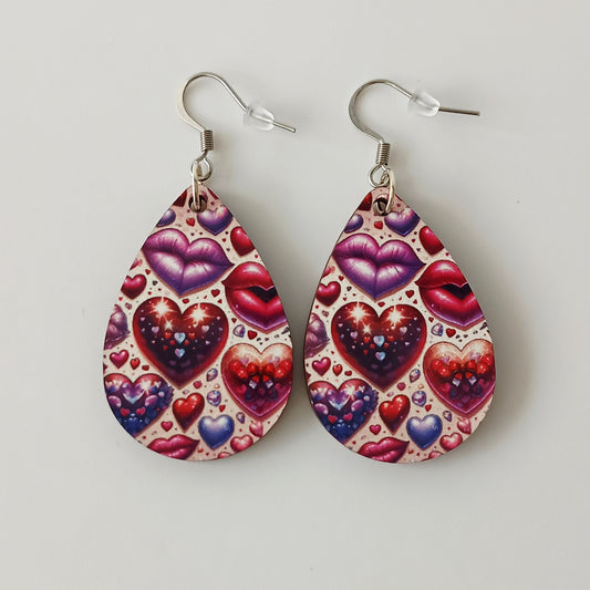 Boucle d'oreilles  larme"Bouche et cœur"