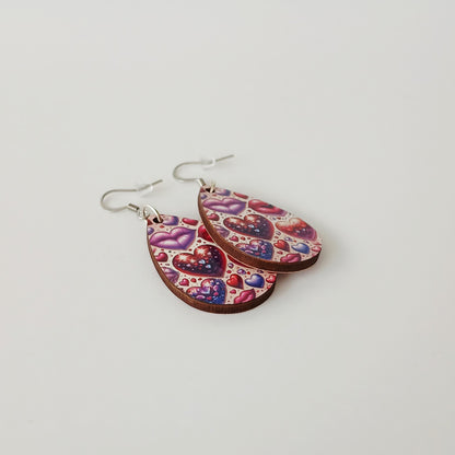 Boucle d'oreilles  larme"Bouche et cœur"