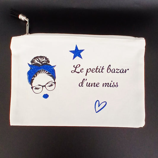Trousse "Le petit bazar d'une miss" bleu
