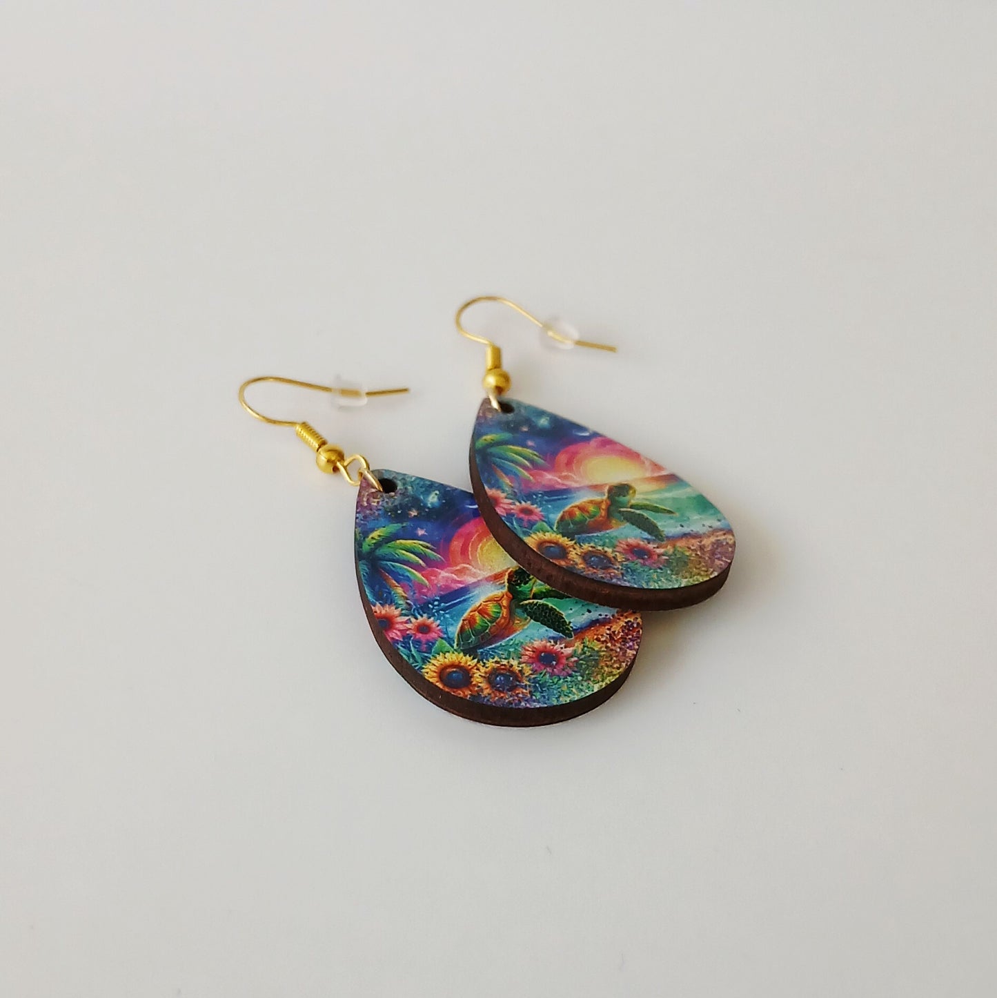 Boucle d'oreilles larme "Tortue"