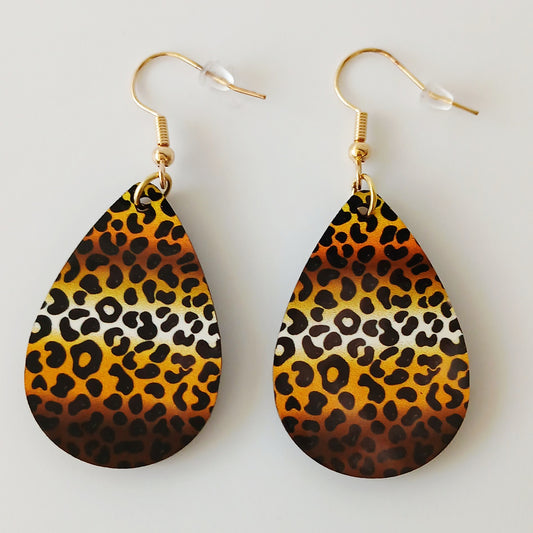 Boucle d'oreilles larme "imprimé Panthère"