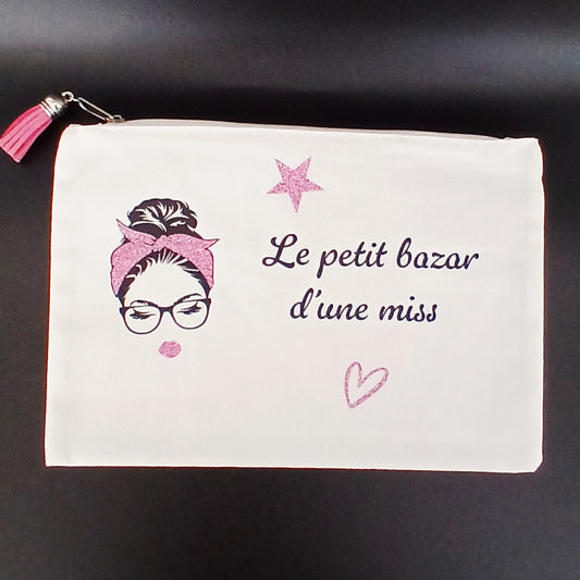 Trousse "Le petit bazar d'une miss" rose
