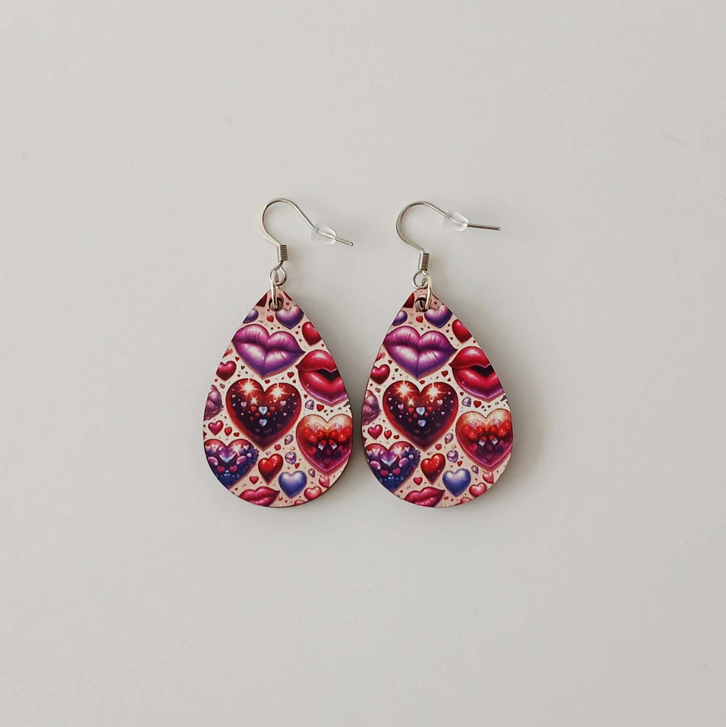 Boucle d'oreilles  larme"Bouche et cœur"