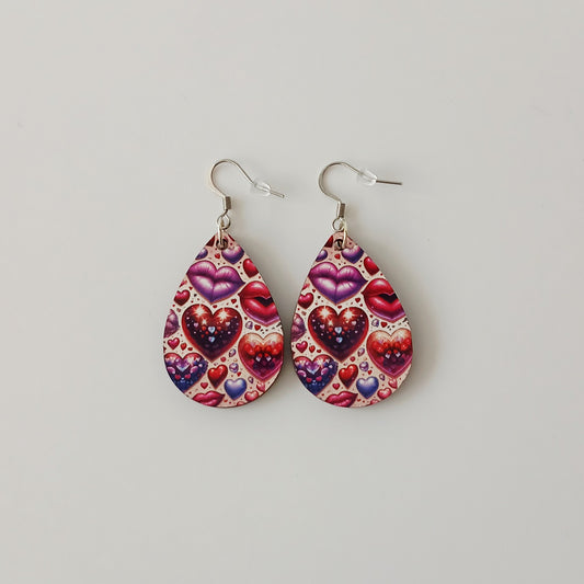 Boucle d'oreilles  larme"Bouche et cœur"