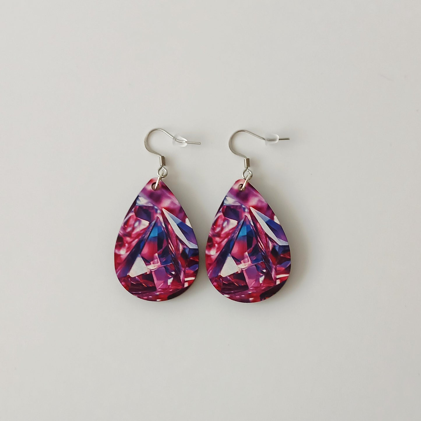 Boucle d'oreilles  larme"Diamant rose"