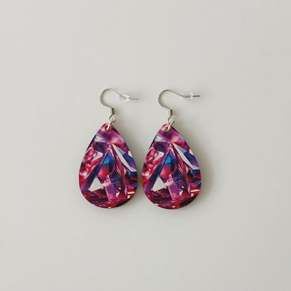 Boucle d'oreilles  larme"Diamant rose"