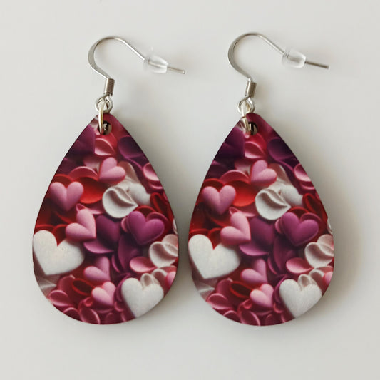 Boucle d'oreilles  larme "Cœurs"