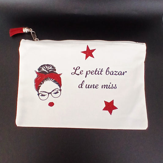 Trousse "Le petit bazar d'une miss" rouge