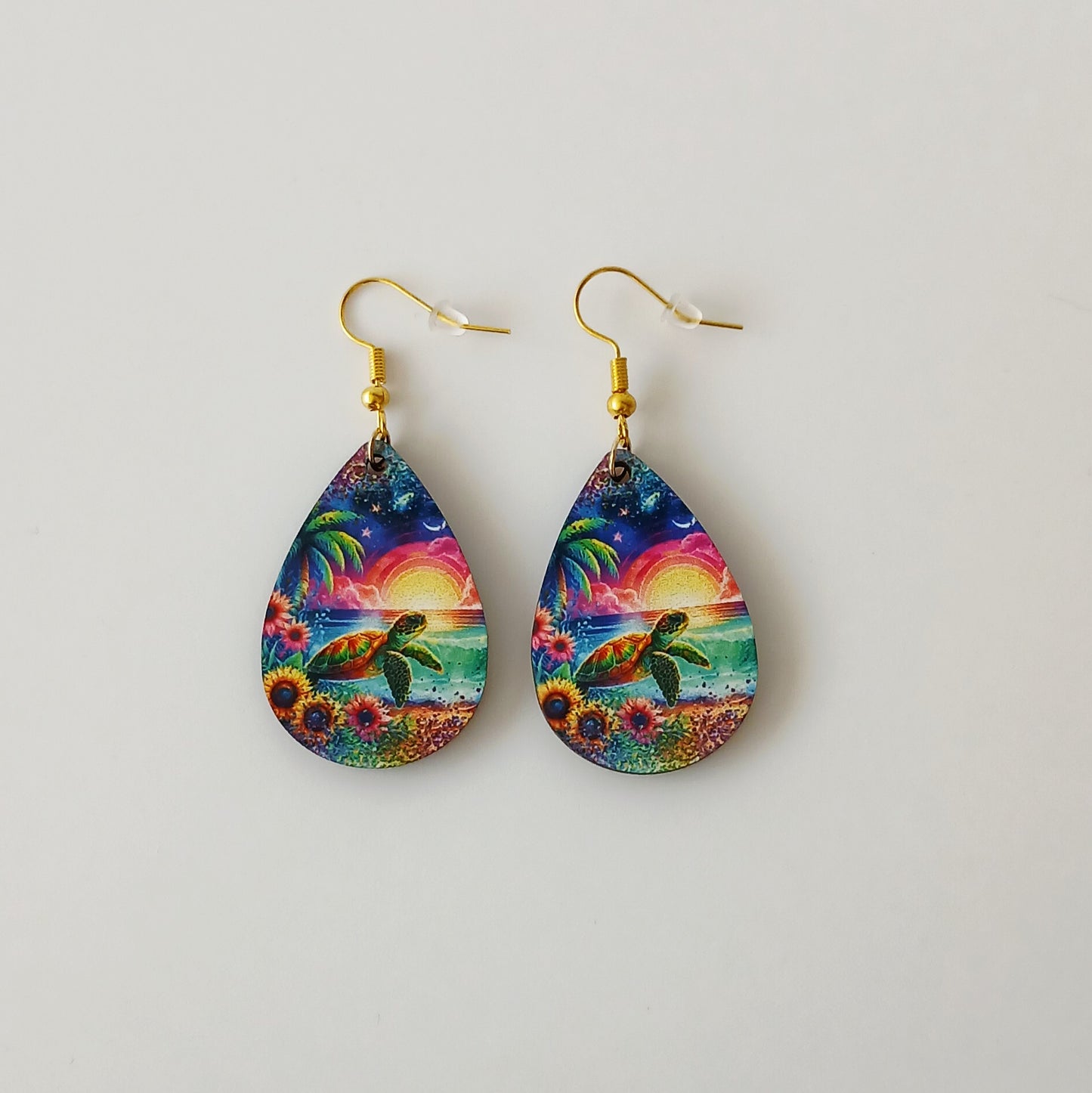 Boucle d'oreilles larme "Tortue"