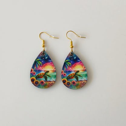 Boucle d'oreilles larme "Tortue"