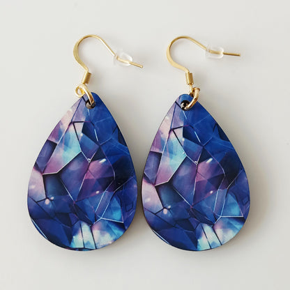 Boucle d'oreilles larme "Diamant mauve"