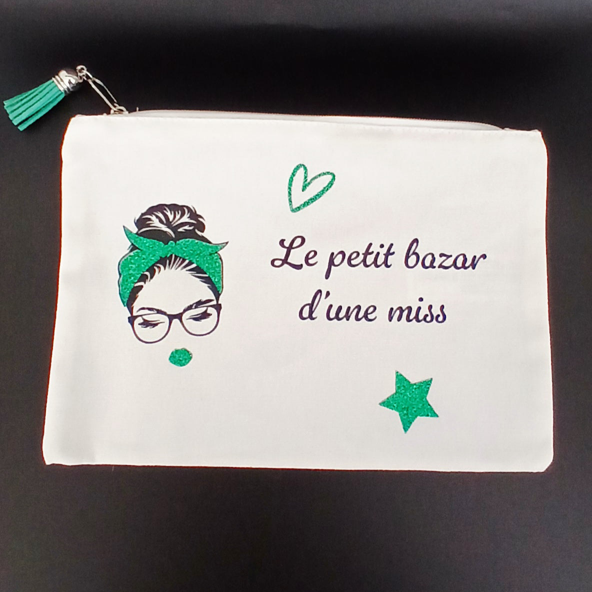 Trousse "Le petit bazar d'une miss" vert