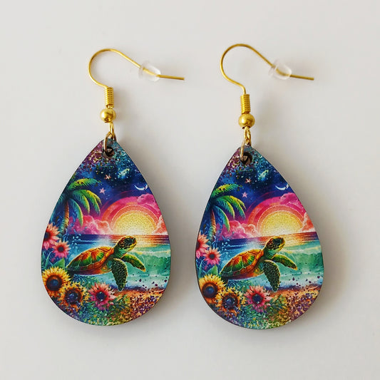 Boucle d'oreilles larme "Tortue"