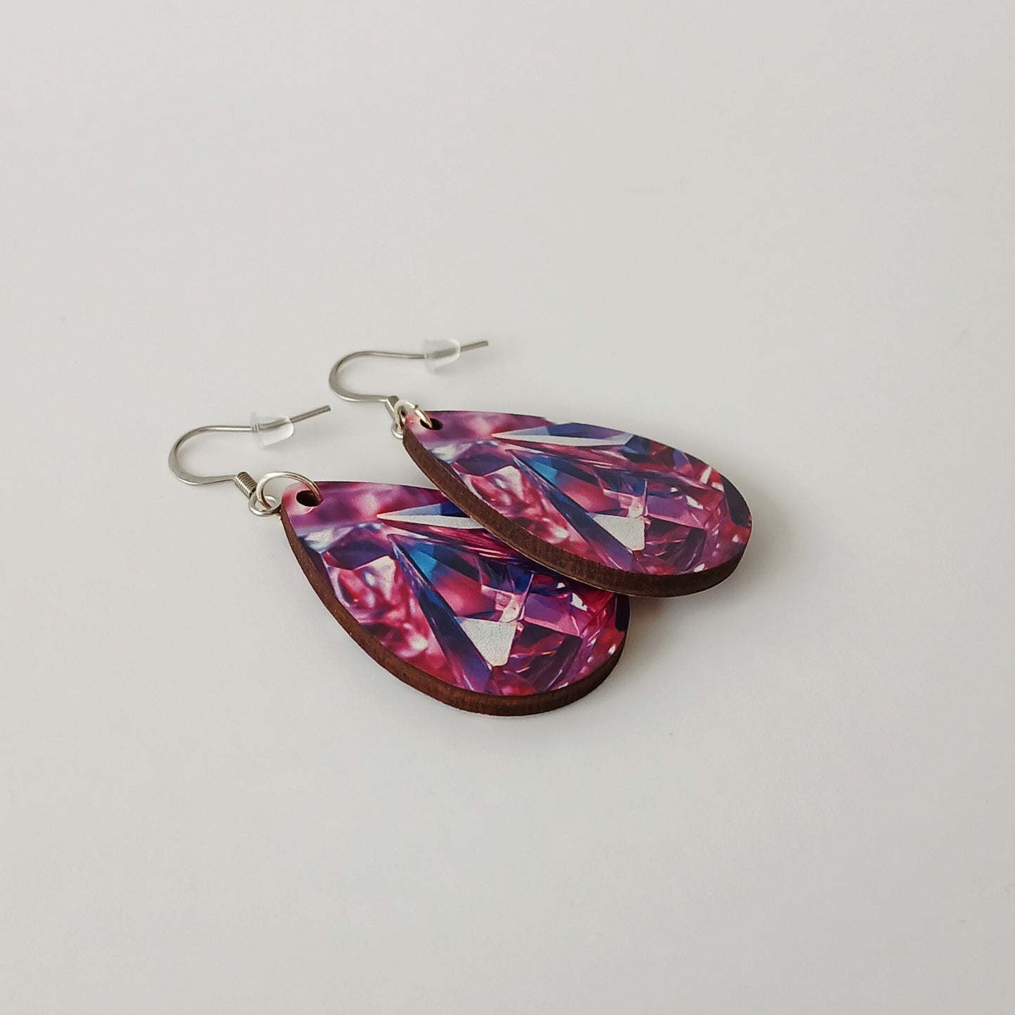 Boucle d'oreilles  larme"Diamant rose"