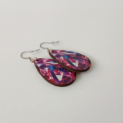 Boucle d'oreilles  larme"Diamant rose"