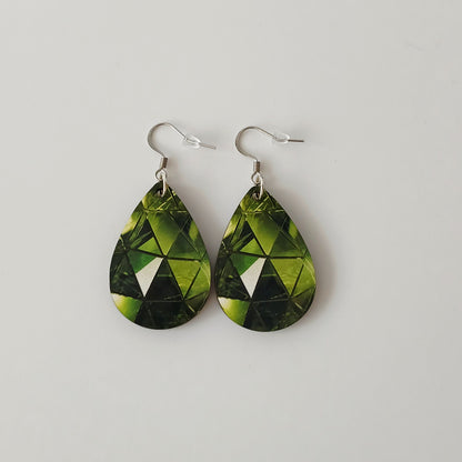 Boucle d'oreilles  larme"Diamant vert"