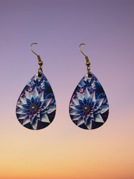 Boucle d'oreilles larmes image fleurs