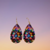 Boucle d'oreilles larmes image fleurs multicolores