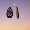 Boucle d'oreilles larmes image fleurs multicolores