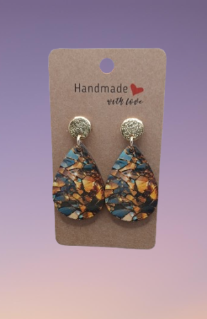 Boucle d'oreilles larmes image holographique or