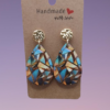 Boucle d'oreilles larme avec image holographique bleu/or