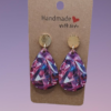 Boucle d'oreilles larmes avec image holographique rose