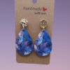 Boucle d'oreilles larmes avec image holographique mauve