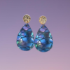 Boucles d'oreilles larmes avec image holographique violette/bleue/verte