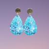 Boucle d'oreilles larmes avec image holographique bleu Tiffany