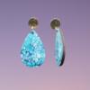 Boucle d'oreilles larmes avec image holographique bleu Tiffany