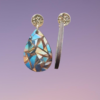 Boucle d'oreilles larme avec image holographique bleu/or